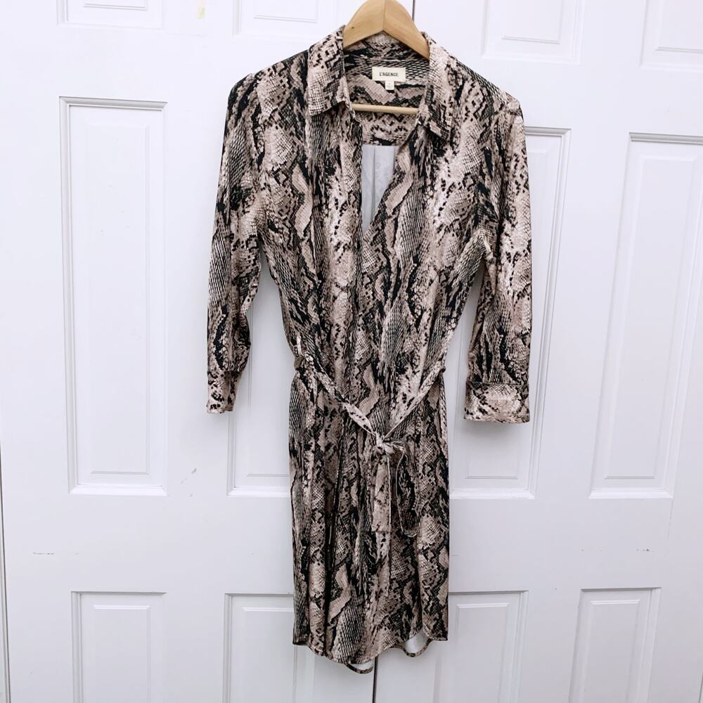 L'agence Addison Python-Print Belted Shirtdress - image 2